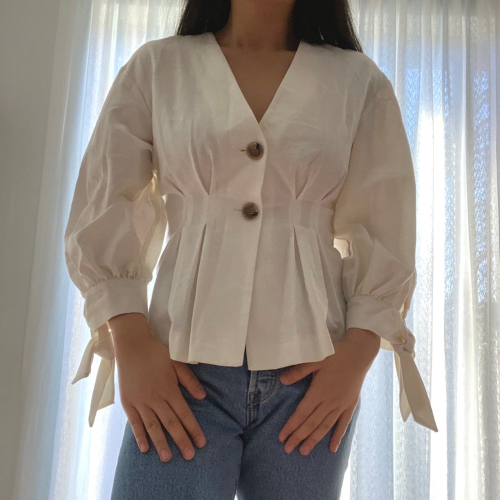 Zara White Tea Blouse - Picture 3 of 4